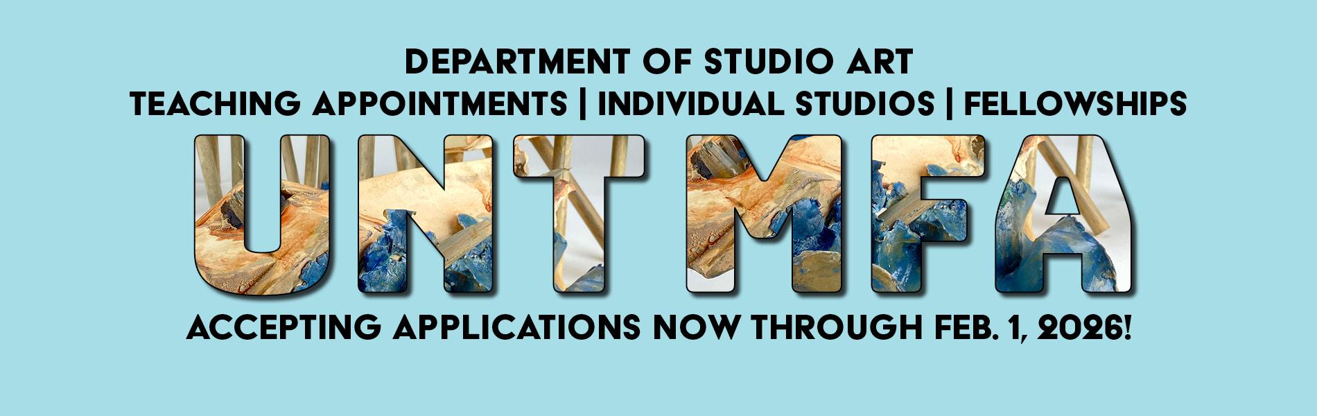 Apply for the Studio Art M.F.A. program by Feb. 1 for a Fall 2026 start!