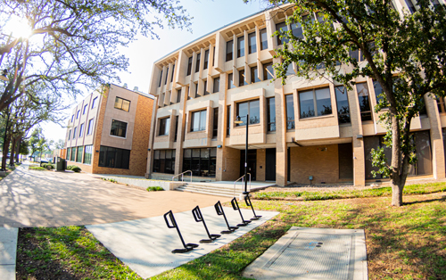 This is the north facade of the UNT Art Building.