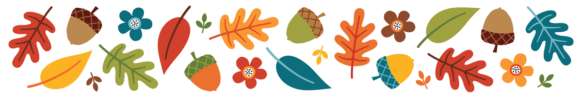 Illustration of colorful fall leaves.