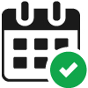 Calendar icon with a green checkmark