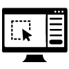 Line drawing of a computer monitor with a cursor arrow on the screen